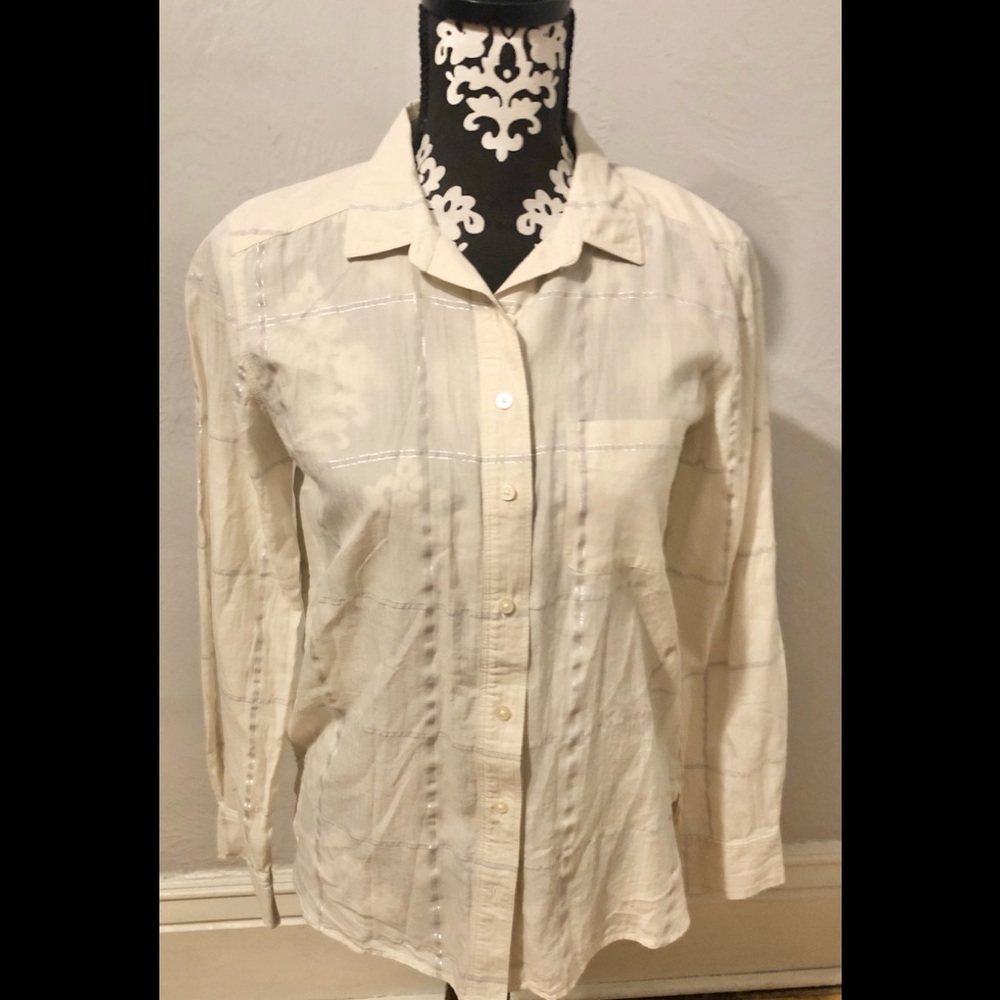 Ann Loft “Softened” White button down shirt Small